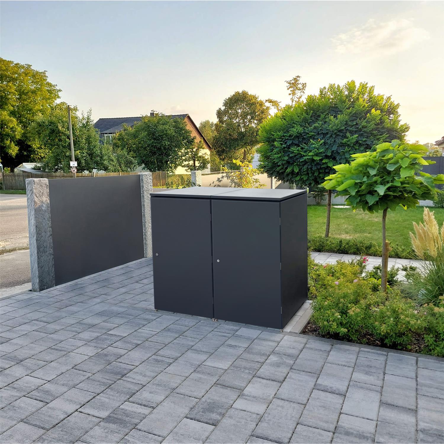 Metzler Mülltonnenbox | 2er | 240l | aus Aluminium | rostfrei & massiv