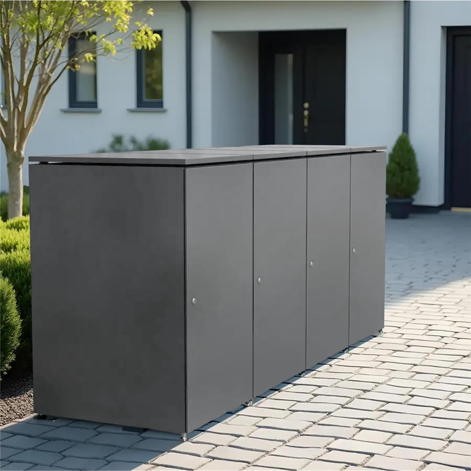 Metzler Mülltonnenbox | 4er | 240l | aus Aluminium | rostfrei & massiv