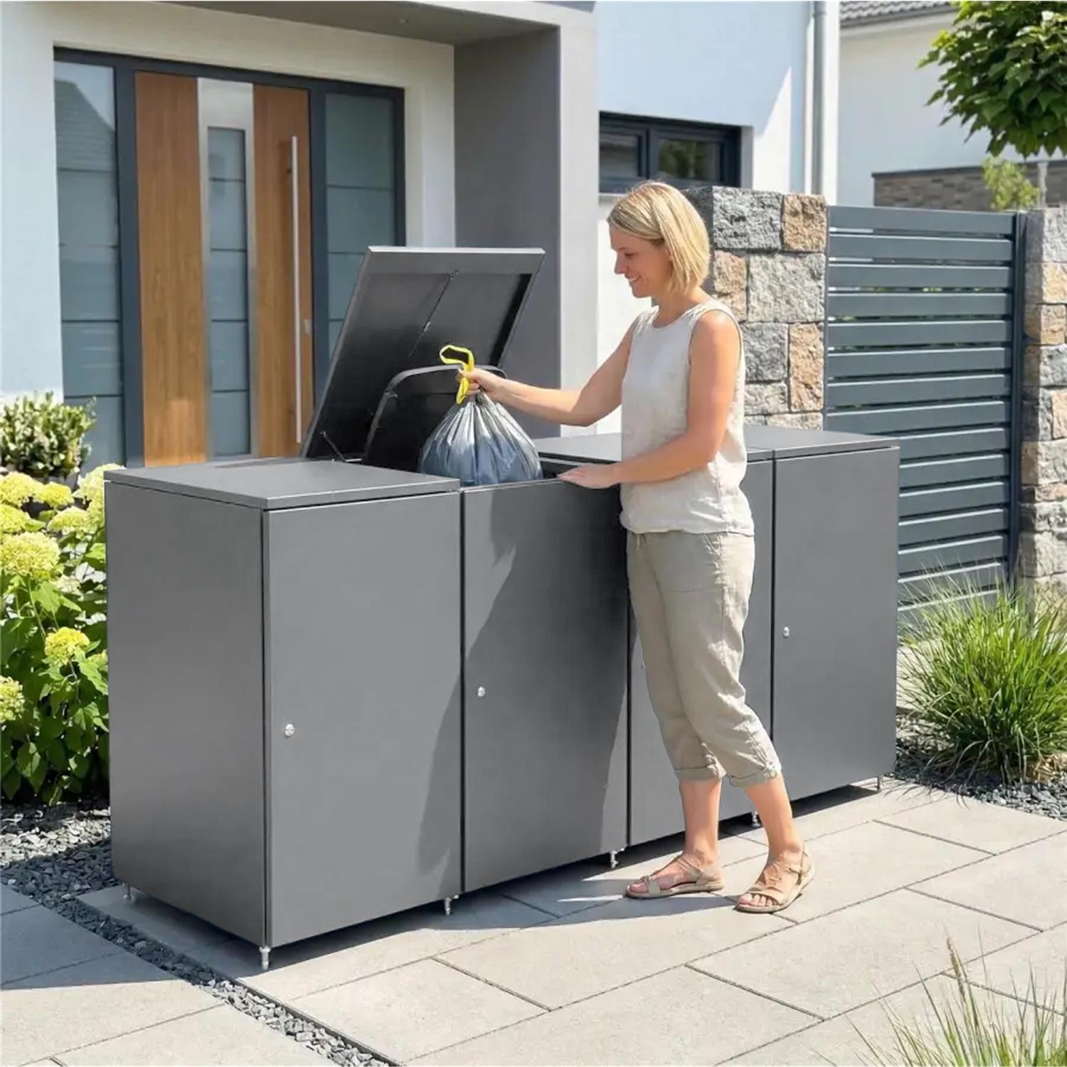 Metzler Mülltonnenbox | 4er | 240l | aus Aluminium | rostfrei & massiv