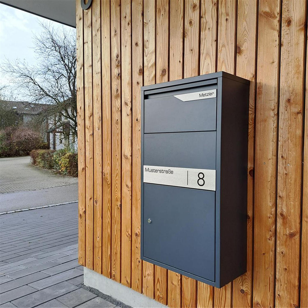 Metzler Paketbox | personalisiert mit Gravur | Edelstahl-Namensschild | rostfrei & massiv | Avalon 2