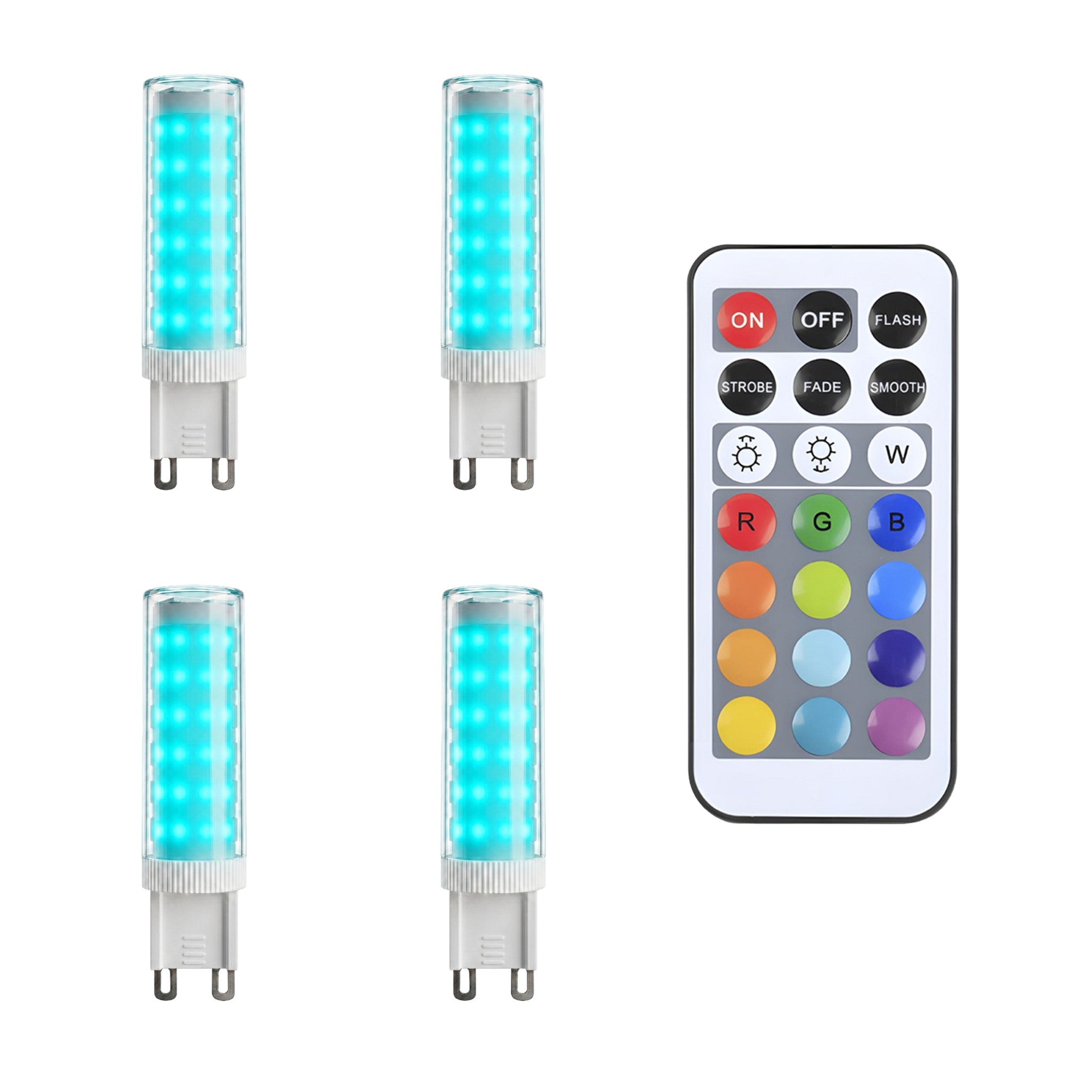 Metzler G9 LED Leuchtmittel RGBW | Dimmbar per Fernbedienung | 4er Set | Farbwechsel
