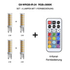 Metzler G9 LED Leuchtmittel RGBW | Dimmbar per Fernbedienung | 4er Set | Farbwechsel