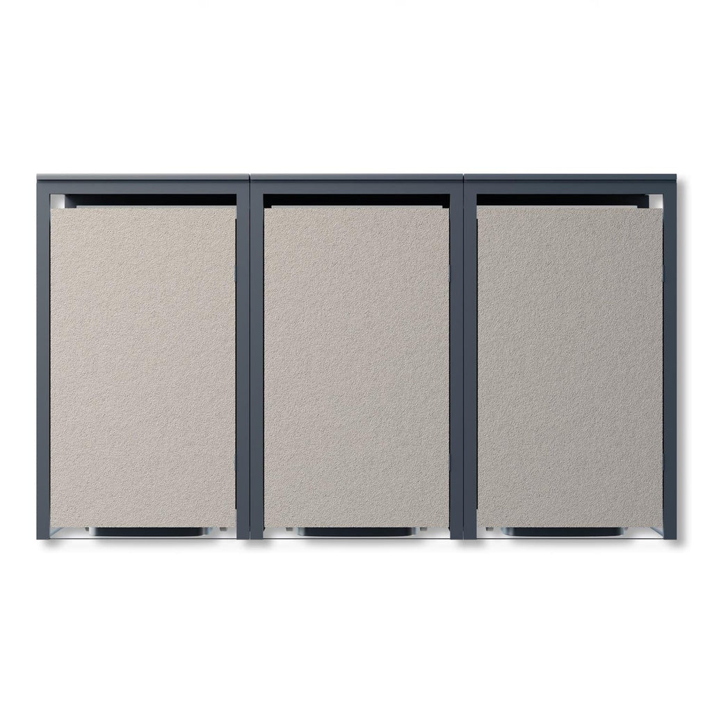 Metzler Mülltonnenbox mit Rauputz| 3er | 240L | aus Stahl | Witterungsbeständig | Beige