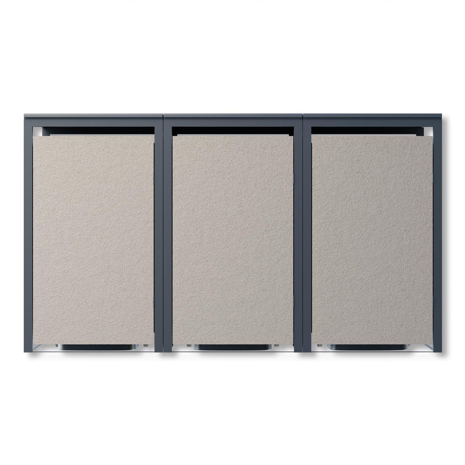 Metzler Mülltonnenbox mit Rauputz| 3er | 240L | aus Stahl | Witterungsbeständig | Beige