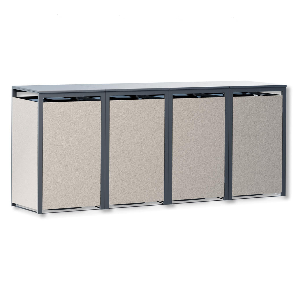 Metzler Mülltonnenbox mit Rauputz | 4er | 240L | aus Stahl | Witterungsbeständig | Beige