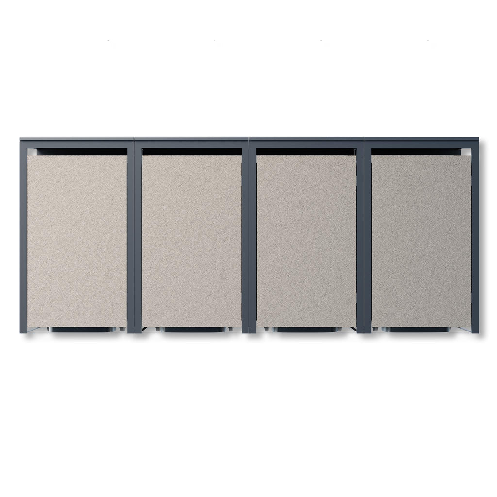 Metzler Mülltonnenbox mit Rauputz | 4er | 240L | aus Stahl | Witterungsbeständig | Beige