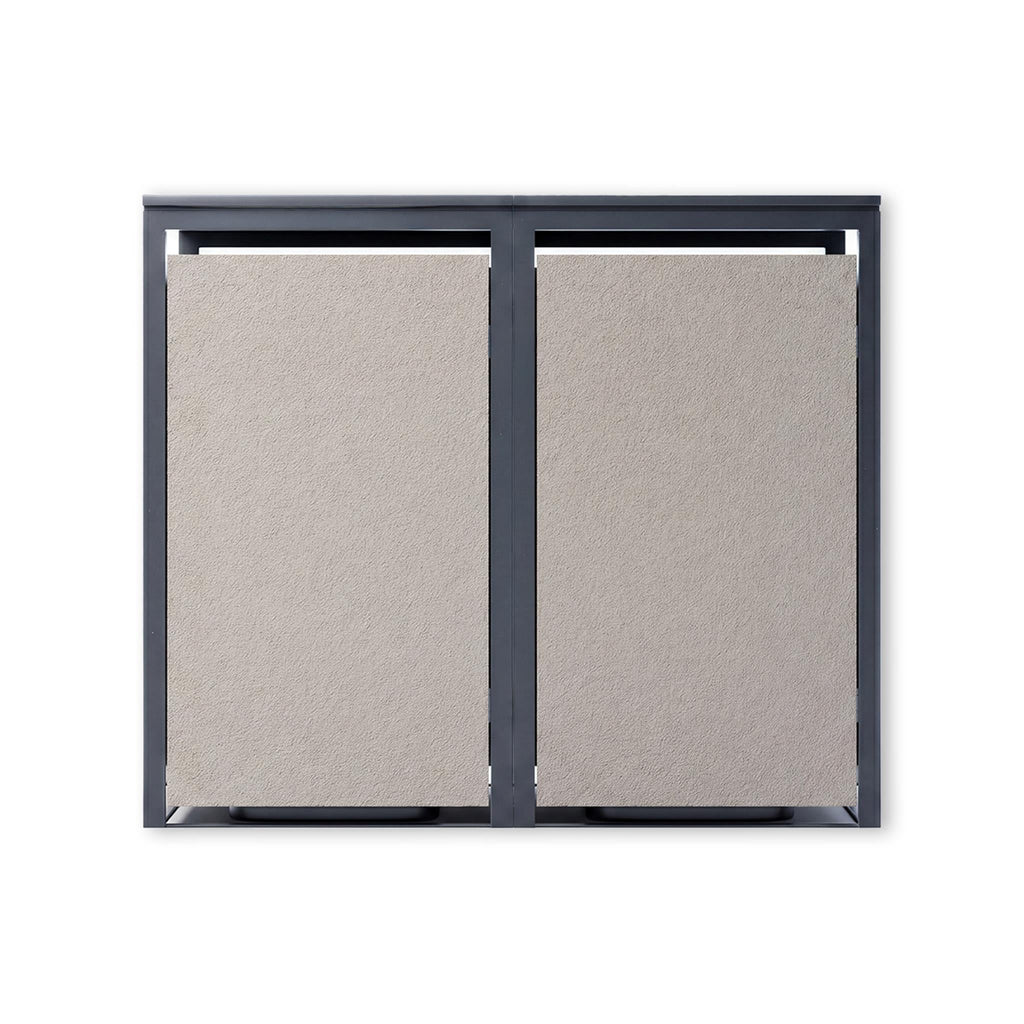 Metzler Mülltonnenbox mit Rauputz | 2er | 240L | aus Stahl | Witterungsbeständig | Beige