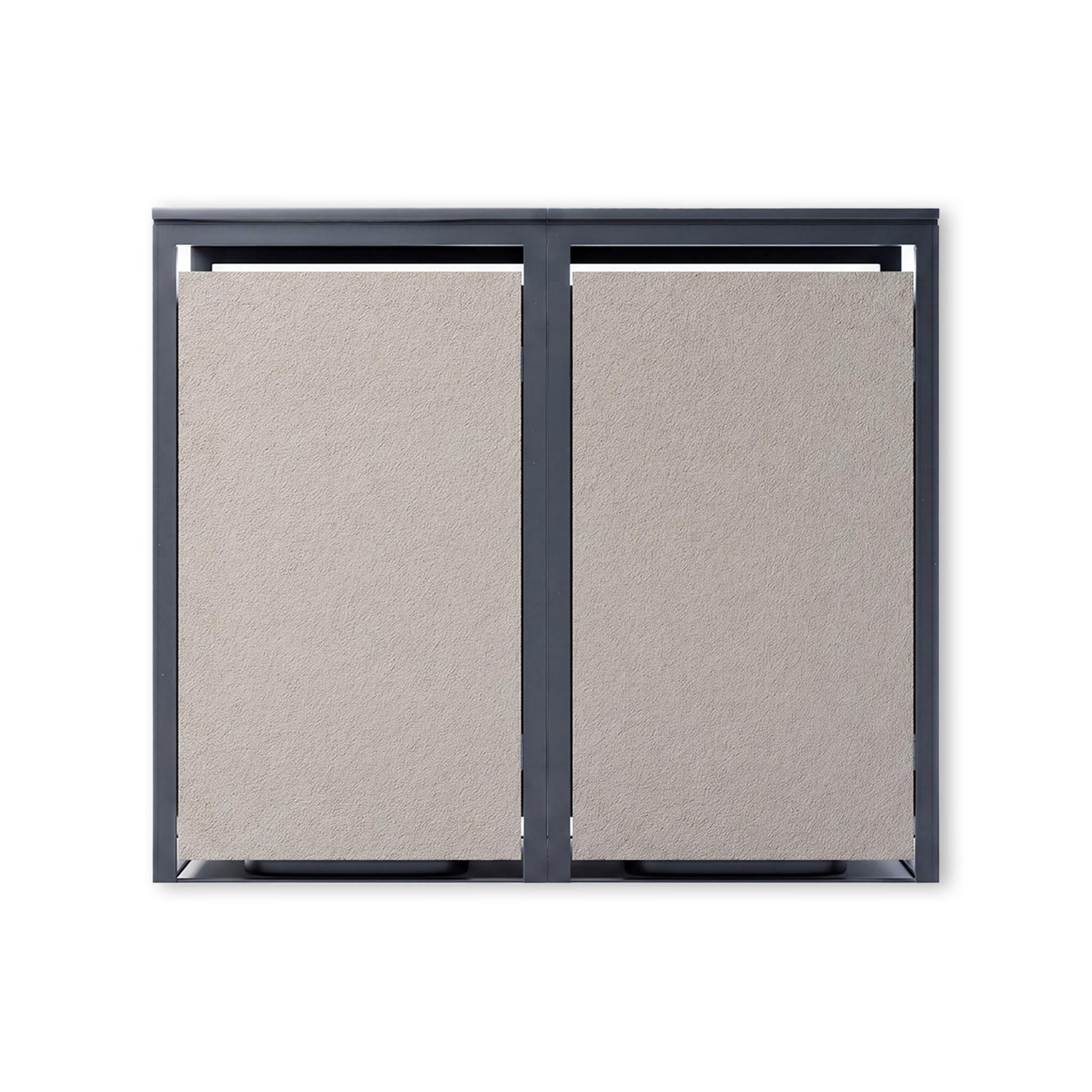 Metzler Mülltonnenbox mit Rauputz | 2er | 240L | aus Stahl | Witterungsbeständig | Beige