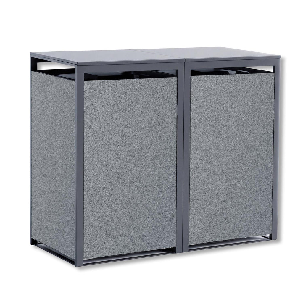 Metzler Mülltonnenbox mit Rauputz| 2er | 240L | aus Stahl | Witterungsbeständig | Grau