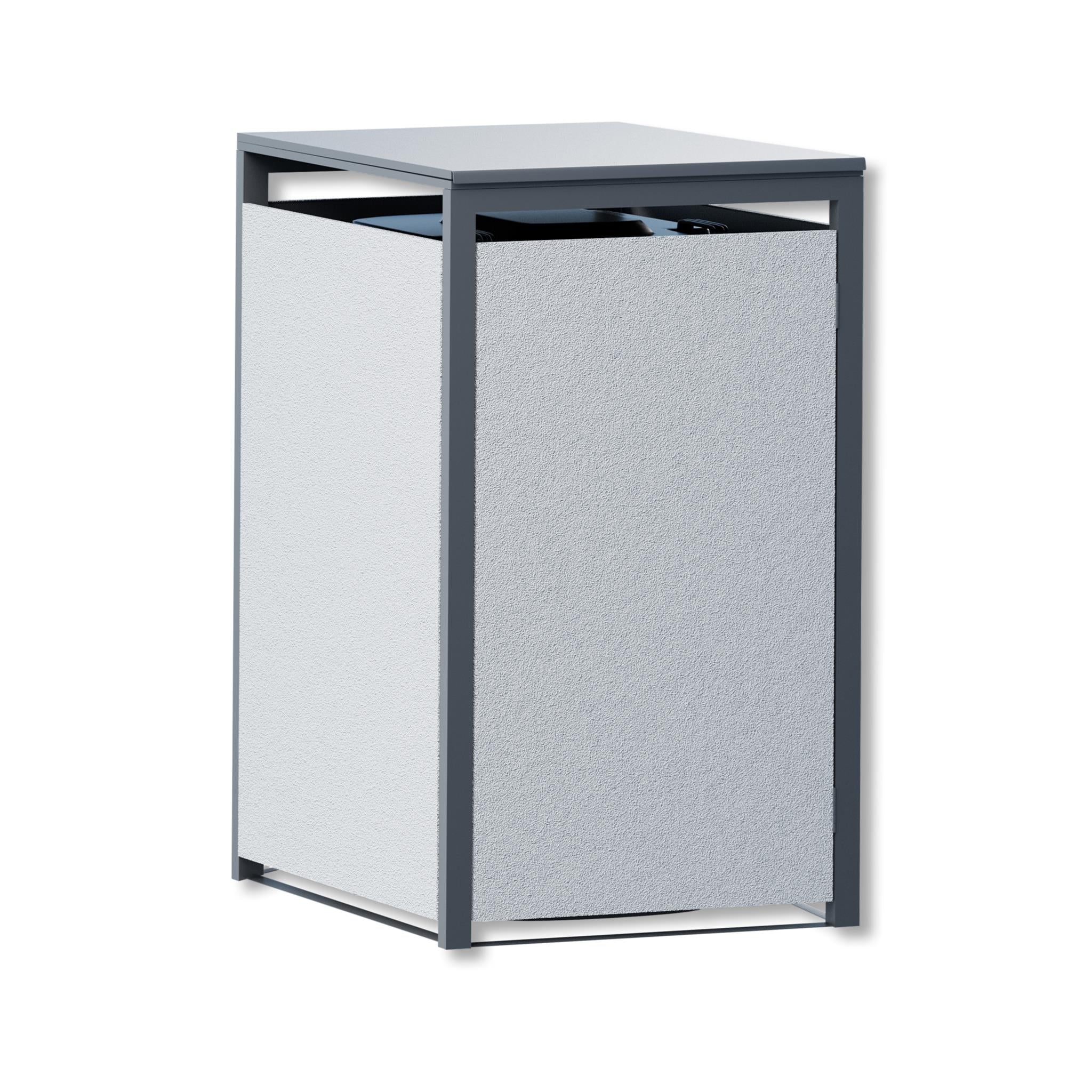 Metzler Mülltonnenbox mit Rauputz | 1er | 240L | aus Stahl | Witterungsbeständig | Weiß