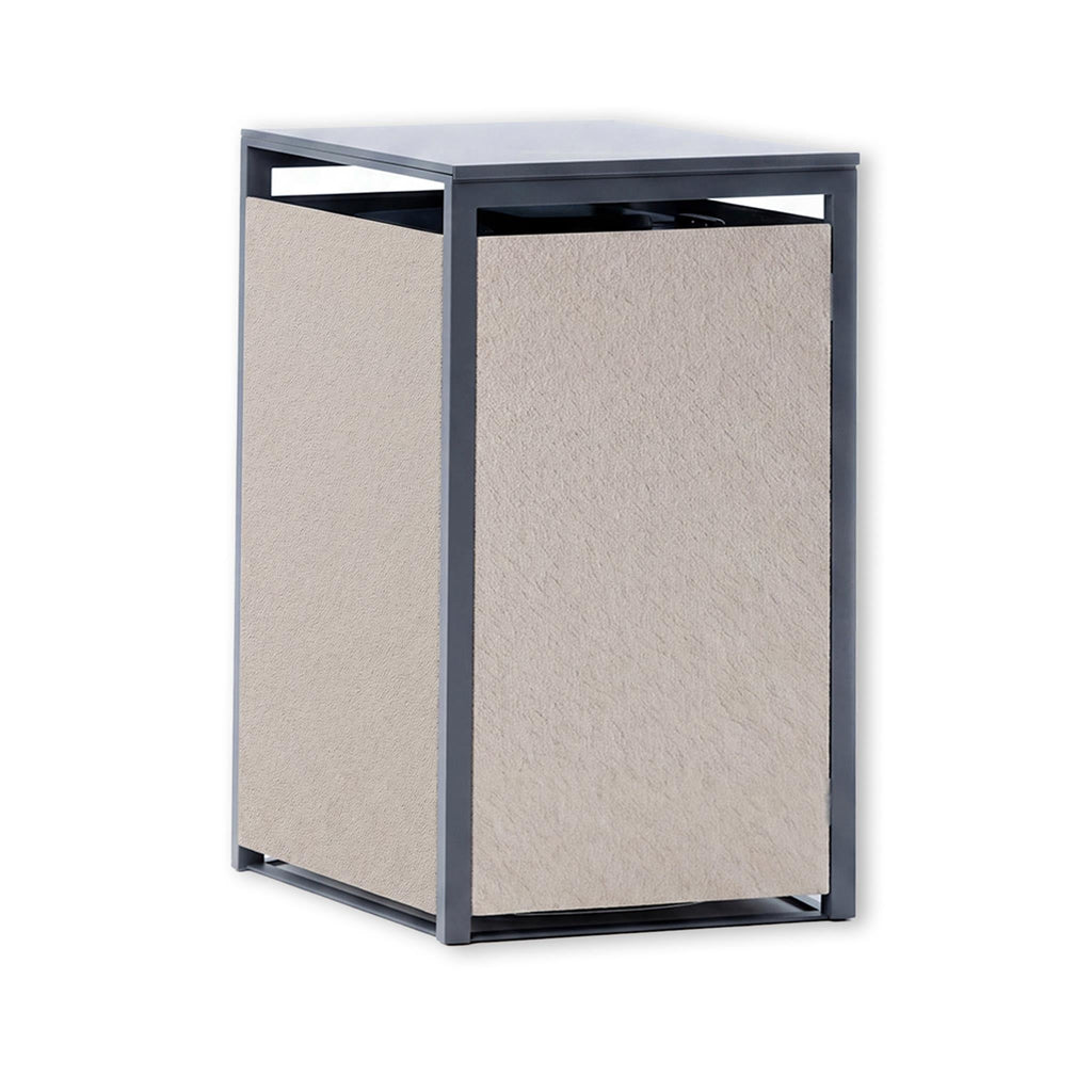 Metzler Mülltonnenbox mit Rauputz | 1er | 240L | aus Stahl | Witterungsbeständig | Beige