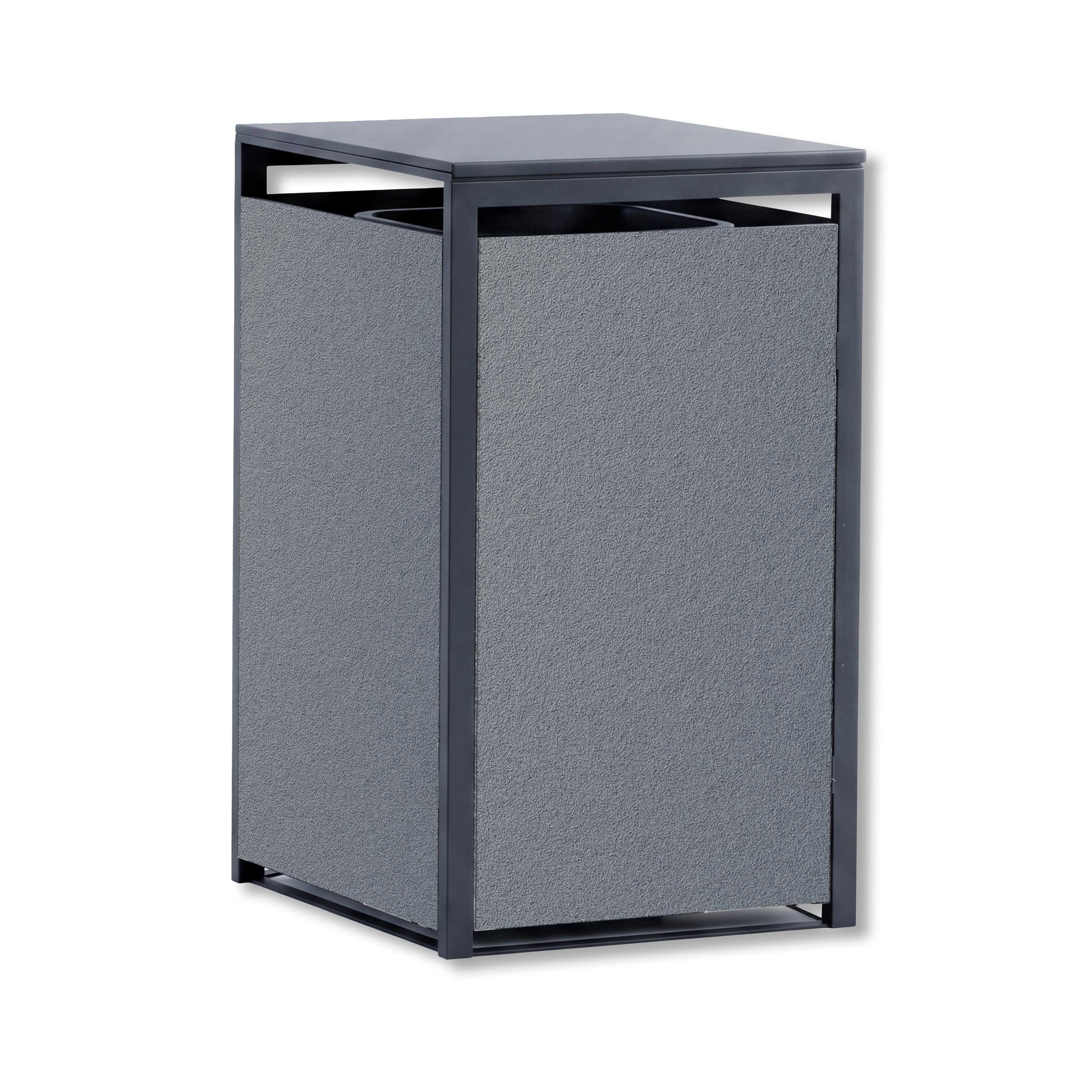 Metzler Mülltonnenbox mit Rauputz | 1er | 240L | aus Stahl | Witterungsbeständig | Grau