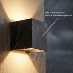 Metzler LED Wandleuchte Up-Down | IP65 | Lichtkegel einstellbar | 9W | warmweiß 3000K | austauschbares G9 Leuchtmittel | Cube