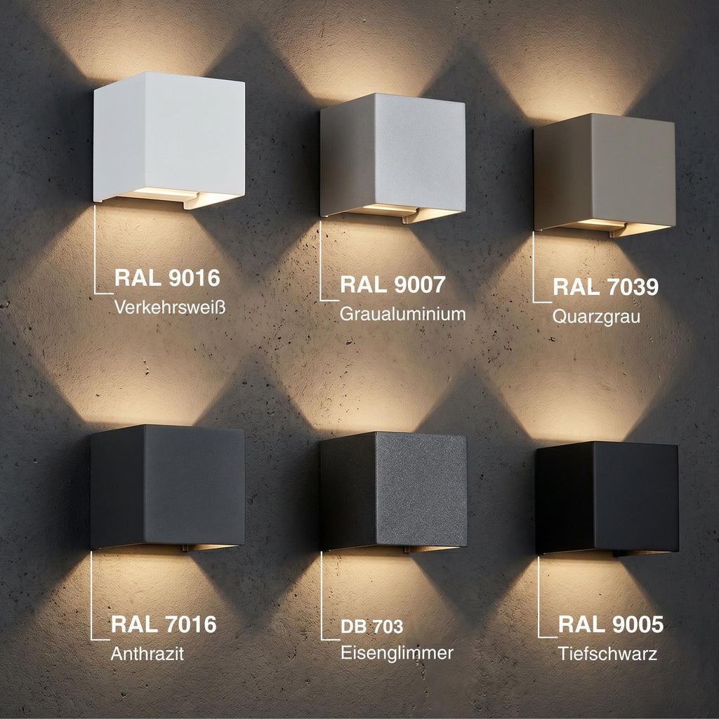 Metzler LED Wandleuchte Up-Down | IP65 | Lichtkegel einstellbar | 9W | warmweiß 3000K | austauschbares G9 Leuchtmittel | Cube