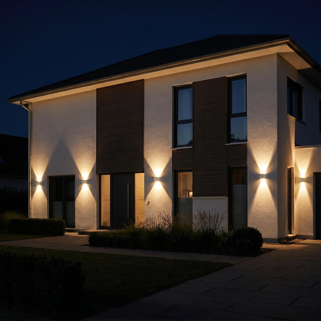 Metzler LED Wandleuchte Up-Down | IP65 | Lichtkegel einstellbar | 9W | warmweiß 3000K | austauschbares G9 Leuchtmittel | Cube