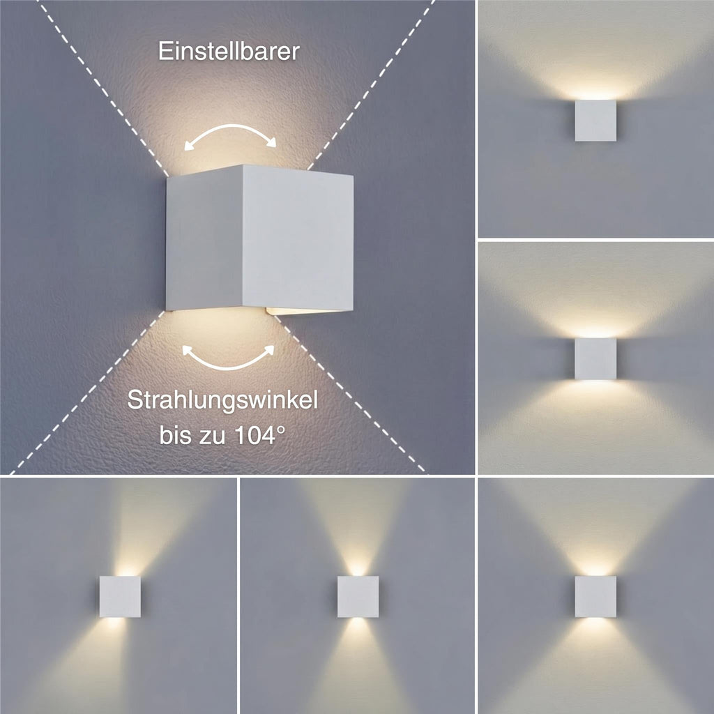 Metzler LED Wandleuchte Up-Down | IP65 | Lichtkegel einstellbar | 9W | warmweiß 3000K | austauschbares G9 Leuchtmittel | Cube