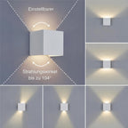 Metzler LED Wandleuchte Up-Down | IP65 | Lichtkegel einstellbar | 9W | warmweiß 3000K | austauschbares G9 Leuchtmittel | Cube