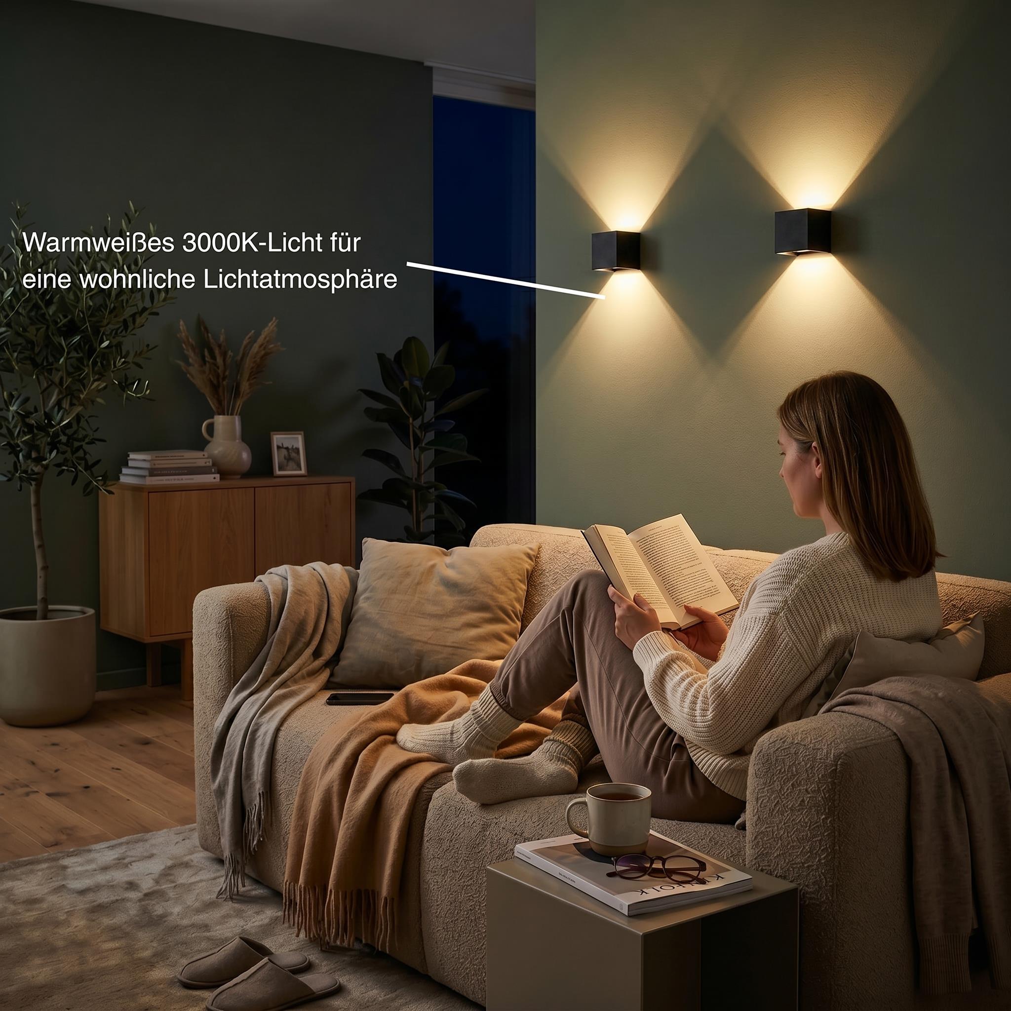 Metzler LED Wandleuchte Up-Down | IP65 | Lichtkegel einstellbar | 9W | warmweiß 3000K | austauschbares G9 Leuchtmittel | Cube