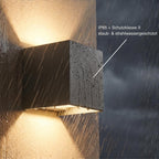Metzler LED Wandleuchte Up-Down | IP65 | Lichtkegel einstellbar | 9W | warmweiß 3000K | austauschbares G9 Leuchtmittel | Cube