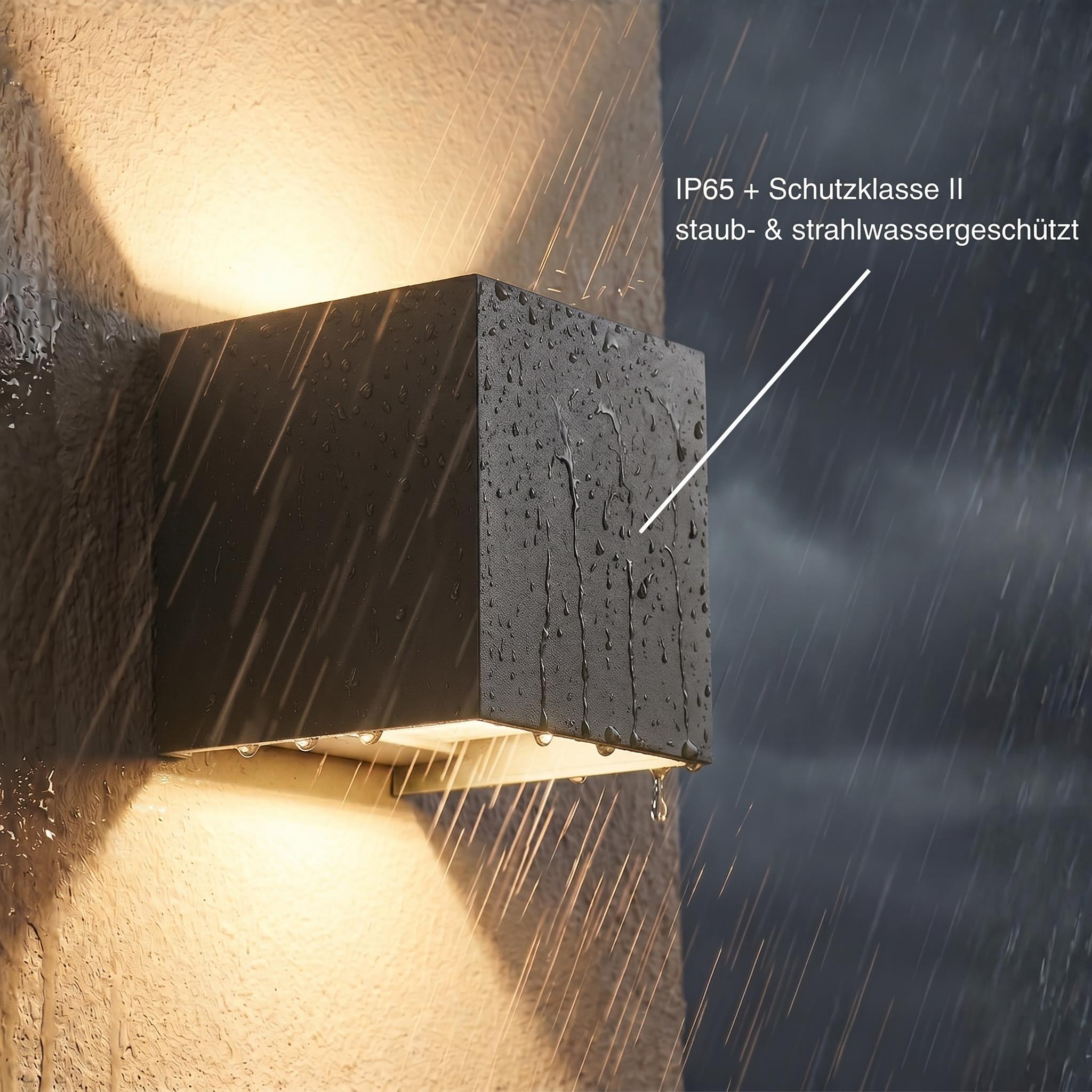 Metzler LED Wandleuchte Up-Down | IP65 | Lichtkegel einstellbar | 9W | warmweiß 3000K | austauschbares G9 Leuchtmittel | Cube
