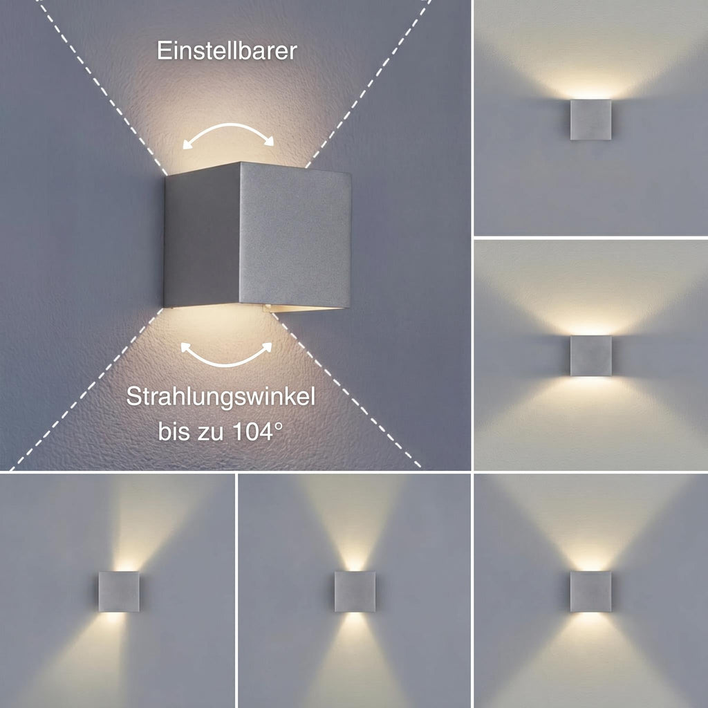 Metzler LED Wandleuchte Up-Down | IP65 | Lichtkegel einstellbar | 9W | warmweiß 3000K | austauschbares G9 Leuchtmittel | Cube