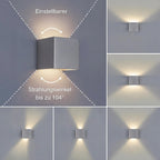 Metzler LED Wandleuchte Up-Down | IP65 | Lichtkegel einstellbar | 9W | warmweiß 3000K | austauschbares G9 Leuchtmittel | Cube