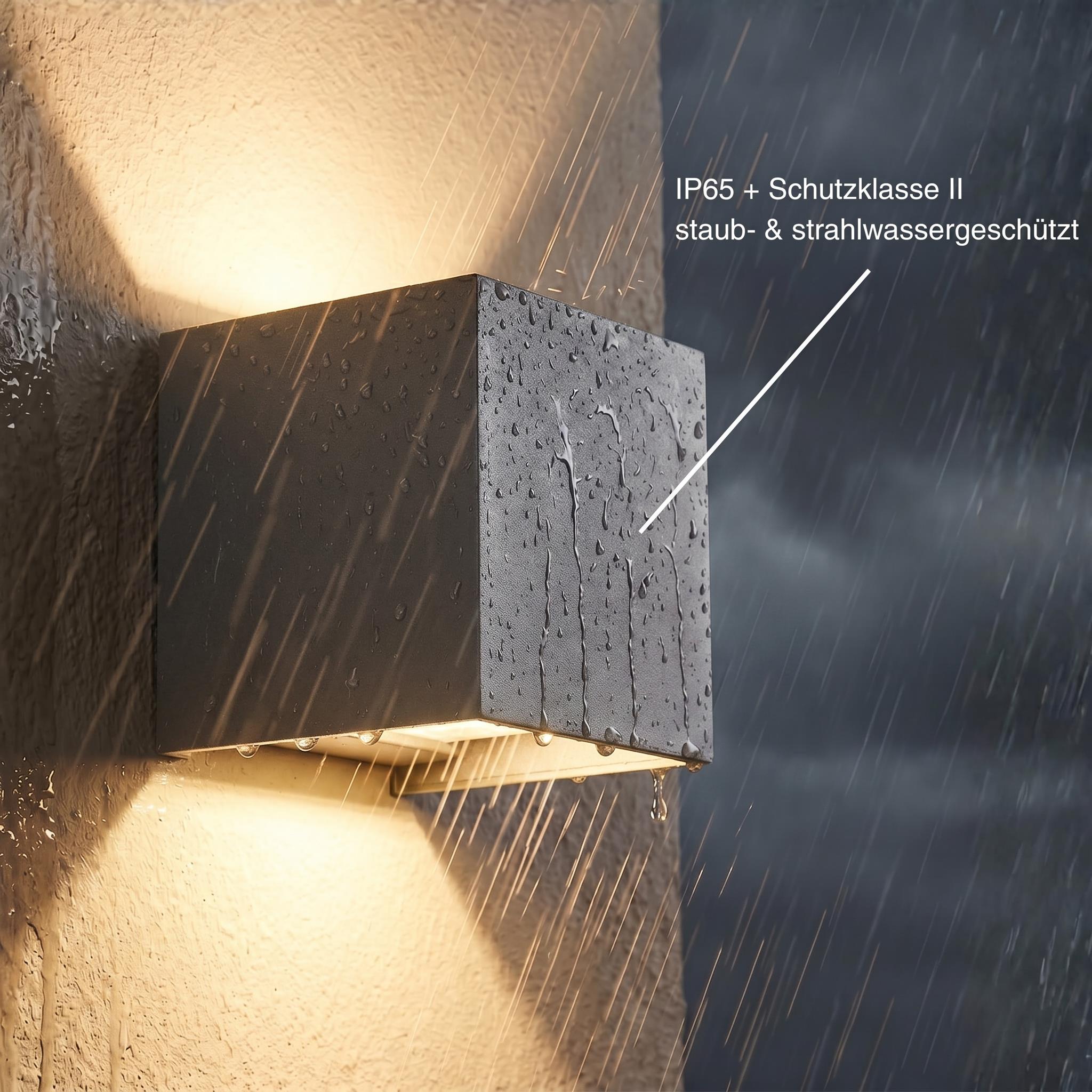 Metzler LED Wandleuchte Up-Down | IP65 | Lichtkegel einstellbar | 9W | warmweiß 3000K | austauschbares G9 Leuchtmittel | Cube