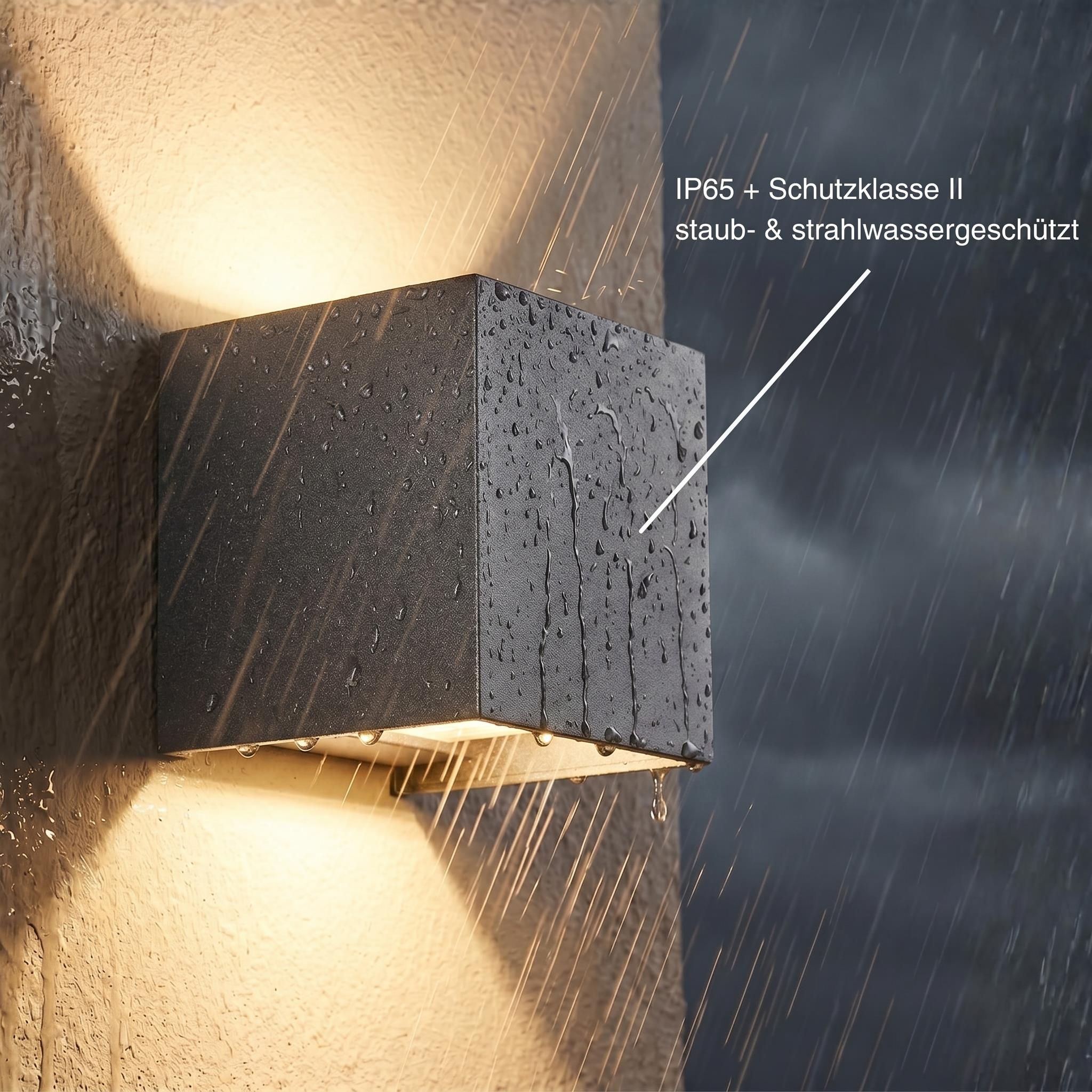 Metzler LED Wandleuchte Up-Down | IP65 | Lichtkegel einstellbar | 9W | warmweiß 3000K | austauschbares G9 Leuchtmittel | Cube