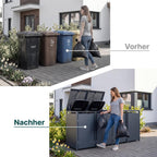 Metzler Mülltonnenbox | Freihändige Bedienung per Fußpedal | 4er | 240l | Stahl pulverbeschichtet | RAL 7016 Anthrazit