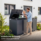 Metzler Mülltonnenbox | Freihändige Bedienung per Fußpedal | 4er | 240l | Stahl pulverbeschichtet | RAL 7016 Anthrazit
