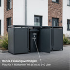 Metzler Mülltonnenbox | Freihändige Bedienung per Fußpedal | 4er | 240l | Stahl pulverbeschichtet | RAL 7016 Anthrazit