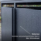 Metzler Mülltonnenbox | Freihändige Bedienung per Fußpedal | 4er | 240l | Stahl pulverbeschichtet | RAL 7016 Anthrazit