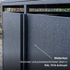 Metzler Mülltonnenbox | Freihändige Bedienung per Fußpedal | 3er | 240l | Stahl pulverbeschichtet | RAL 7016 Anthrazit