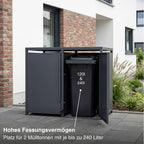 Metzler Mülltonnenbox | Freihändige Bedienung per Fußpedal | 2er | 240l | Stahl pulverbeschichtet | RAL 7016 Anthrazit