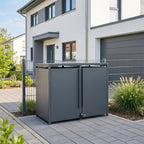 Metzler Mülltonnenbox | Freihändige Bedienung per Fußpedal | 2er | 240l | Stahl pulverbeschichtet | RAL 7016 Anthrazit