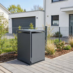 Metzler Mülltonnenbox | Freihändige Bedienung per Fußpedal | 1er | 240l | Stahl pulverbeschichtet | RAL 7016 Anthrazit