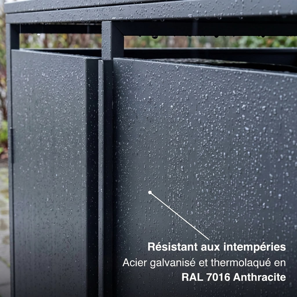 Metzler Mülltonnenbox | Freihändige Bedienung per Fußpedal | 1er | 240l | Stahl pulverbeschichtet | RAL 7016 Anthrazit