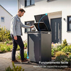Metzler Mülltonnenbox | Freihändige Bedienung per Fußpedal | 1er | 240l | Stahl pulverbeschichtet | RAL 7016 Anthrazit