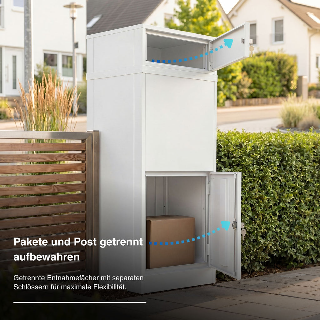 Metzler Paketbox mit Briefkasten | Entnahme auf der Rückseite | personalisiert mit Gravur | Zivo 2