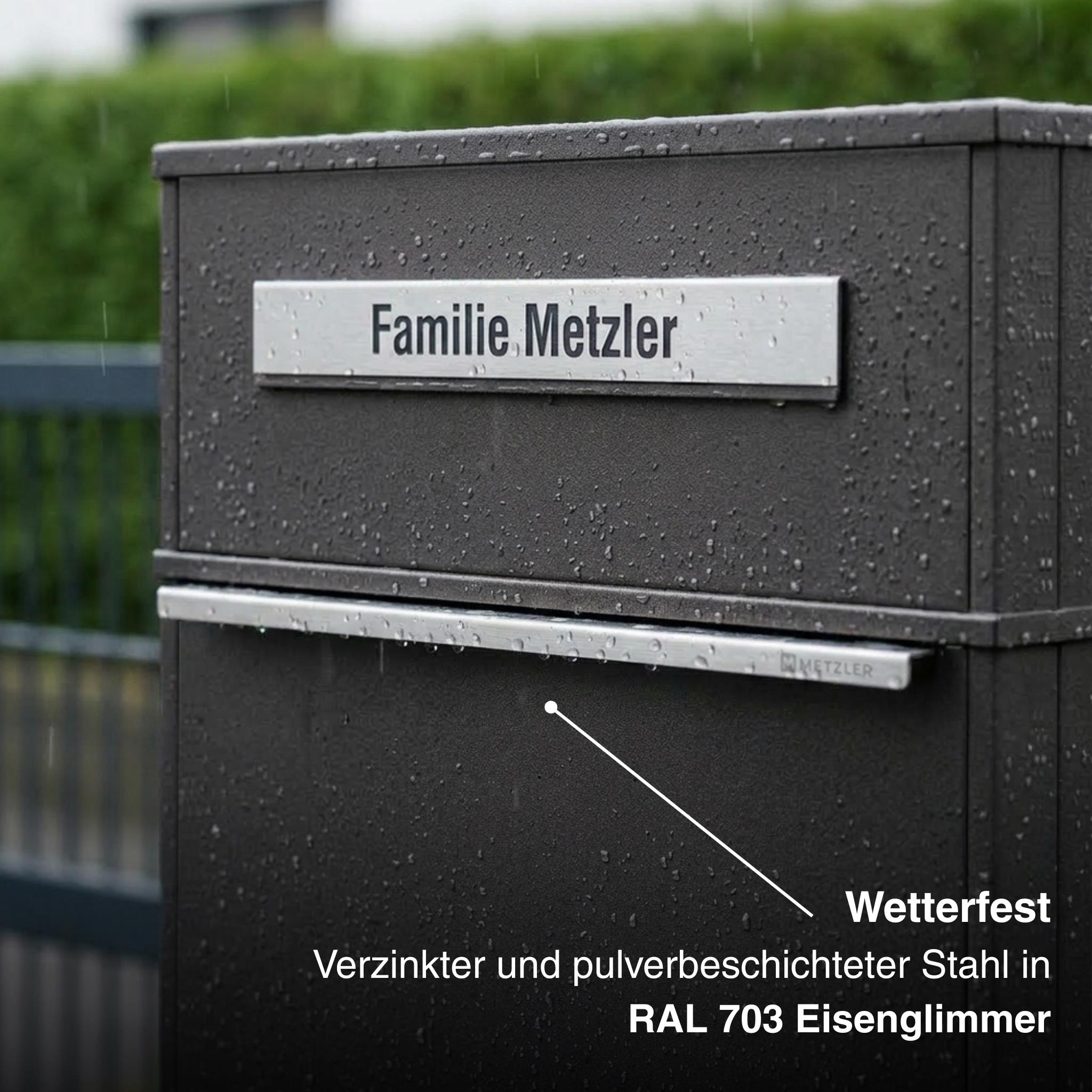 Metzler Paketbox mit Briefkasten | Entnahme auf der Rückseite | personalisiert mit Gravur | Zivo 2