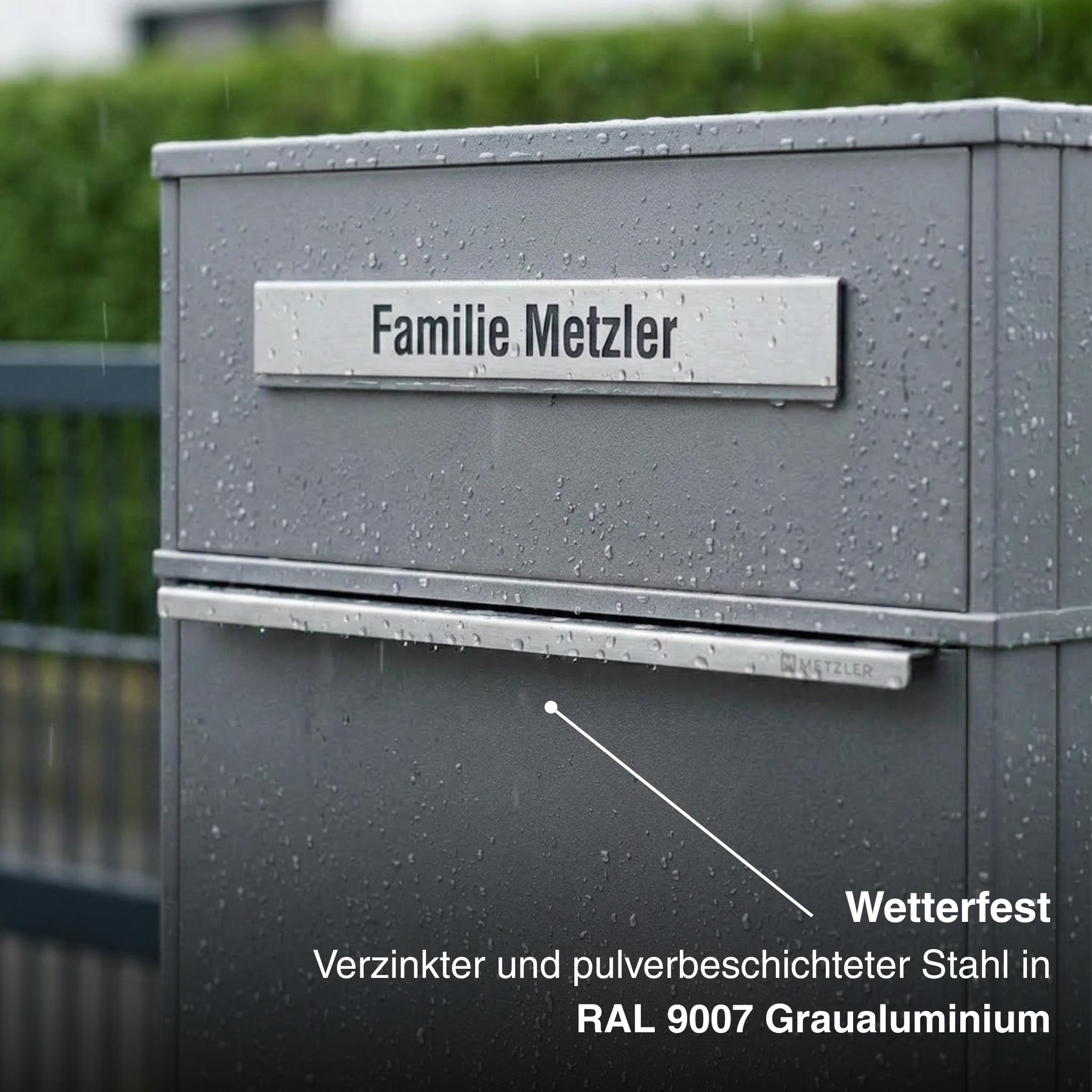 Metzler Paketbox mit Briefkasten | Entnahme auf der Rückseite | personalisiert mit Gravur | Zivo 2
