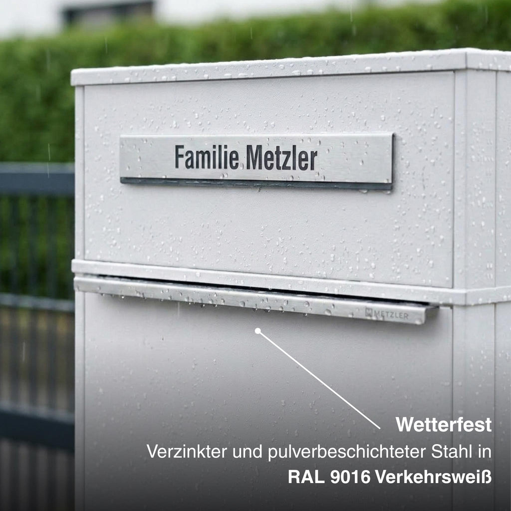 Metzler Paketbox mit Briefkasten | Entnahme auf der Rückseite | personalisiert mit Gravur | Zivo 2