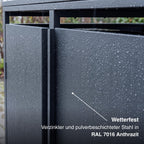 Metzler Mülltonnenbox | Freihändige Bedienung per Fußpedal | 3er | 240l | Stahl pulverbeschichtet | RAL 7016 Anthrazit