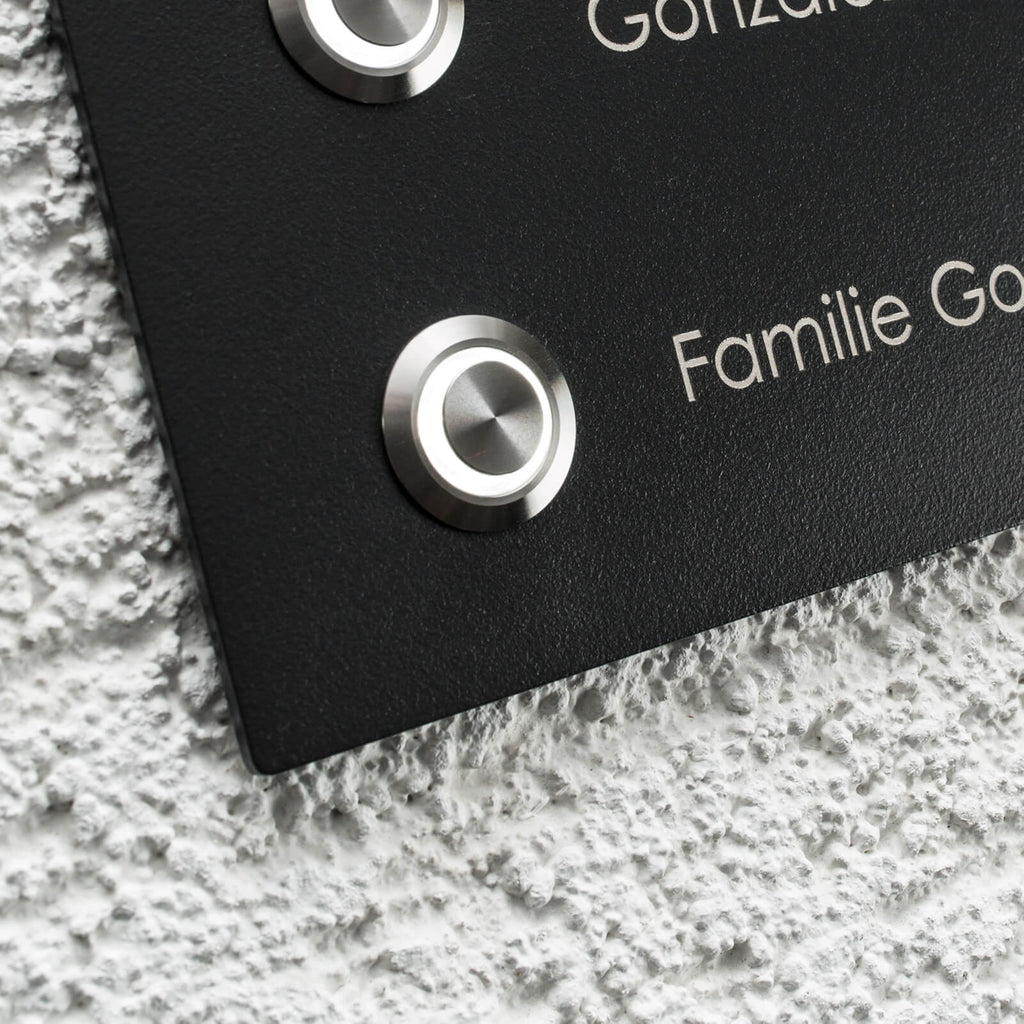 Metzler Türklingel Zweifamilienhaus Anthrazit Gravur + LED-Taster | Stella M2