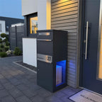 Metzler Paketbox mit Briefkasten | mit LED | seitliche Sichtfenster | personalisiert mit Gravur | Bispo 2