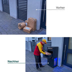 Metzler Paketbox mit Briefkasten | mit LED | seitliche Sichtfenster | personalisiert mit Gravur | Bispo 2