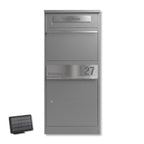 Metzler Paketbox mit Briefkasten | mit LED | seitliche Sichtfenster | personalisiert mit Gravur | Bispo 2