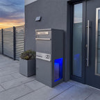 Metzler Paketbox mit Briefkasten | mit LED | seitliche Sichtfenster | personalisiert mit Gravur | Bispo 2