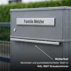 Metzler Paketbox mit Briefkasten | mit LED | seitliche Sichtfenster | personalisiert mit Gravur | Bispo 2