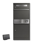 Metzler Paketbox mit Briefkasten | mit LED | seitliche Sichtfenster | personalisiert mit Gravur | Bispo 2
